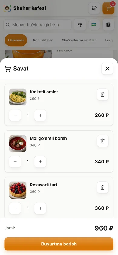 1. Mehmon stoldan buyurtma beradi