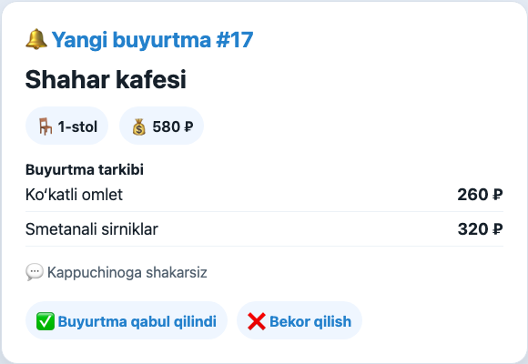 Xodim buyurtma tarkibini oladi