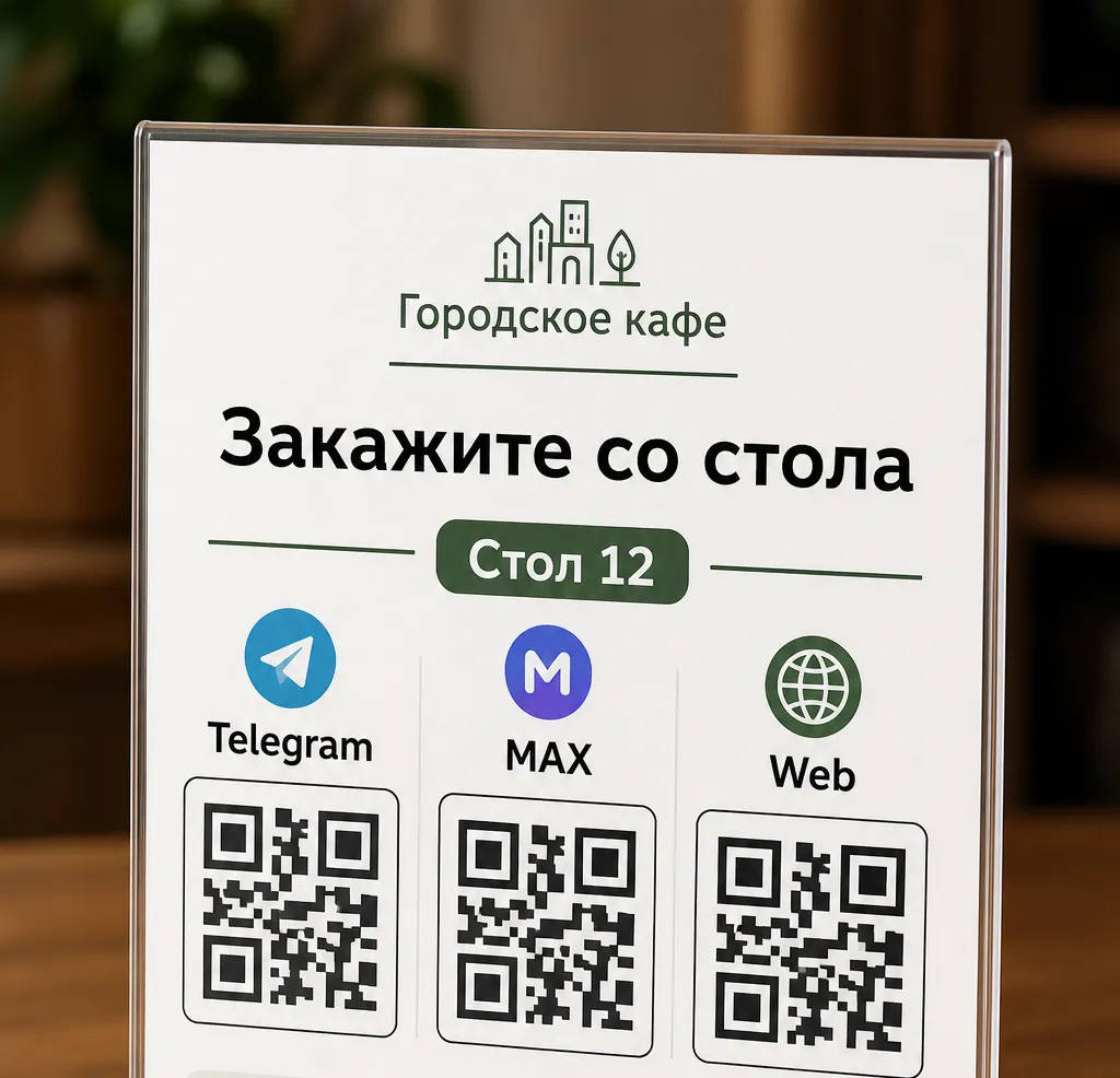 Настольные QR-таблички: как объяснить Онлайн-заказ без лишних вопросов